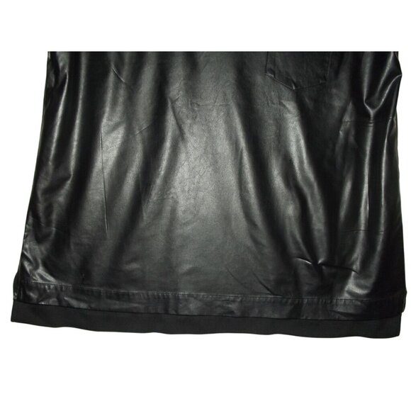 J. Crew Faux Leather Tee Womens Size L Black Short Sleeve Top pocket - Picture 7 of 14